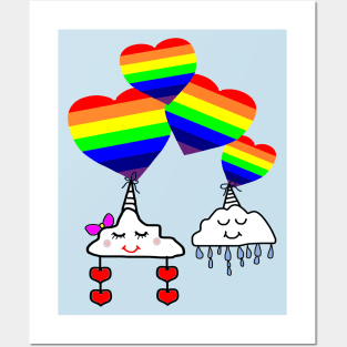 Cloud unicorn rainbow love pride! Posters and Art